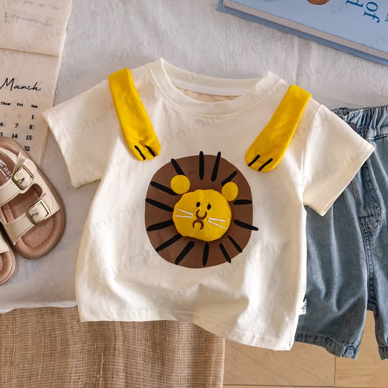 Toddler Beige Food/Animal Graphic T-Shirt - Beige Lion - 6-7T - image 4