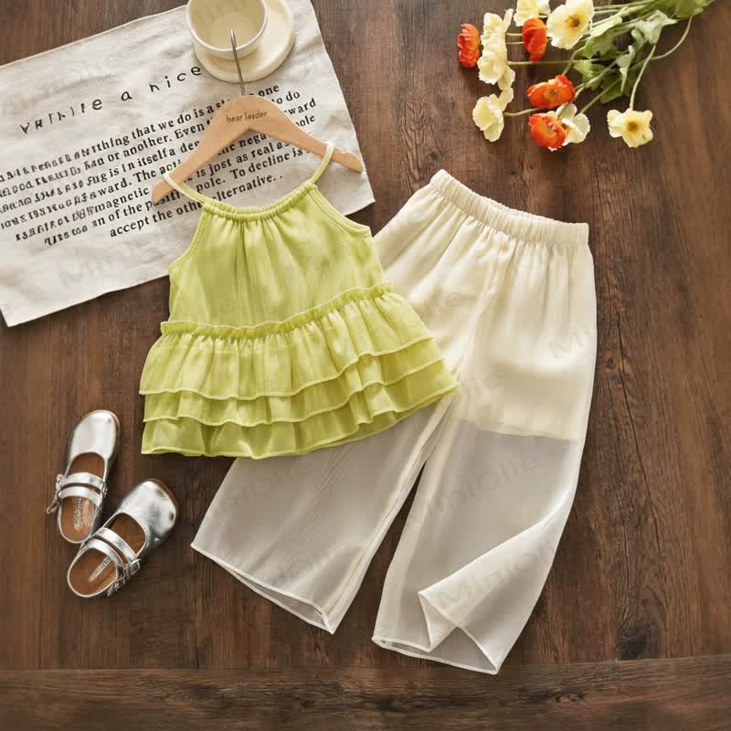 Toddler Girl Green Cami Top and Pants 2-piece Set - Green - 7Y - image 1