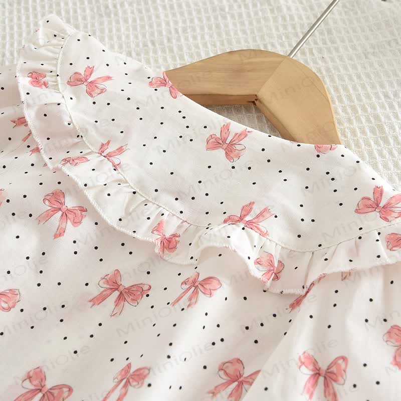 Toddler Girl White&Pink Bow Top and Skirt 2-piece Set - image 4
