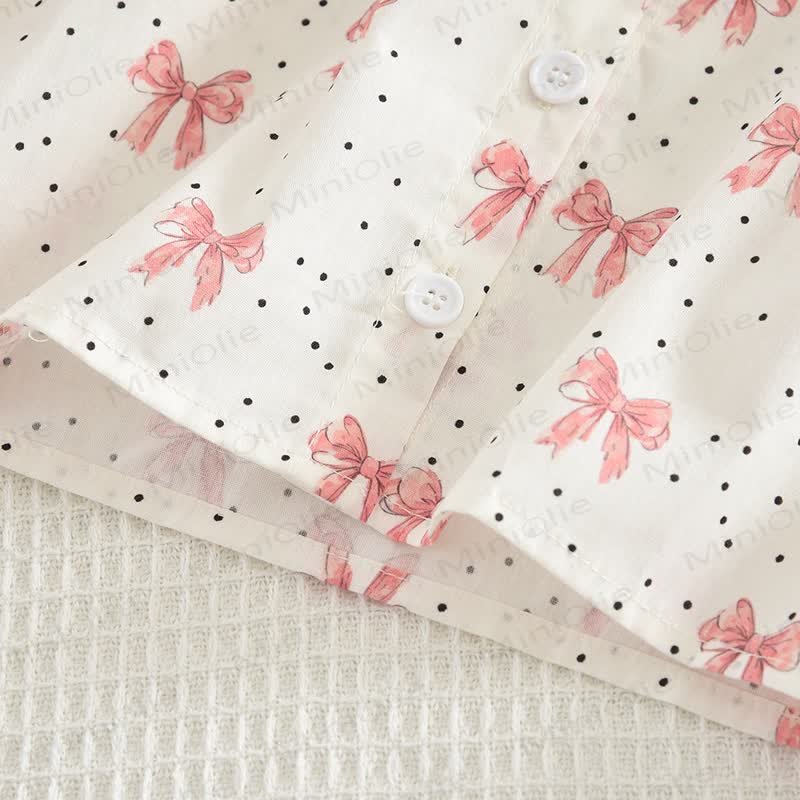Toddler Girl White&Pink Bow Top and Skirt 2-piece Set - image 6