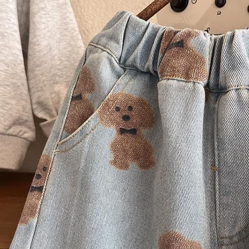 Toddler Baby Puppy Print Denim Pants - image 4
