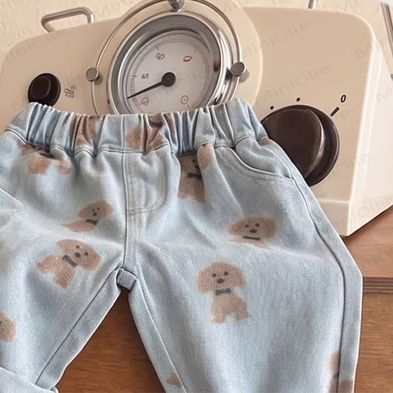 Toddler Baby Puppy Print Denim Pants - image 3