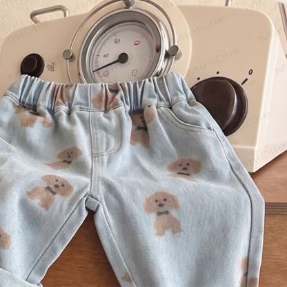 Toddler Baby Puppy Print Denim Pants - image 3