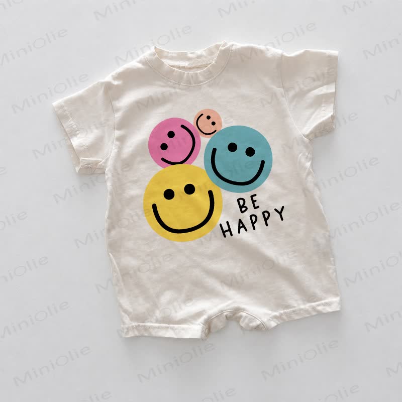 BE HAPPY Baby Smiley Face White Romper - White - 18-24M - image 1