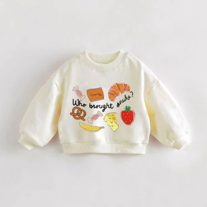 WHO BROUGHT SNACKS? Baby Toddler Cream Sweatshirt - Cream - 3-5T - image 1