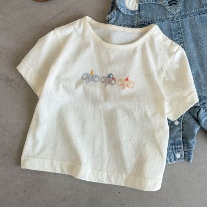 Baby Toddler Elephant White Tee and Denim Overalls Set - White Tee - 2-3T - image 3