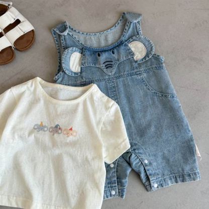 Baby Toddler Elephant White Tee and Denim Overalls Set - Overalls - 2-3T - image 4