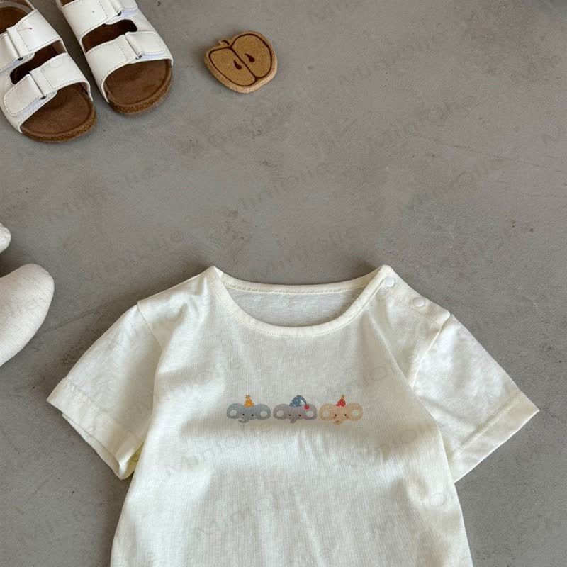 Baby Toddler Elephant White Tee and Denim Overalls Set - image 6