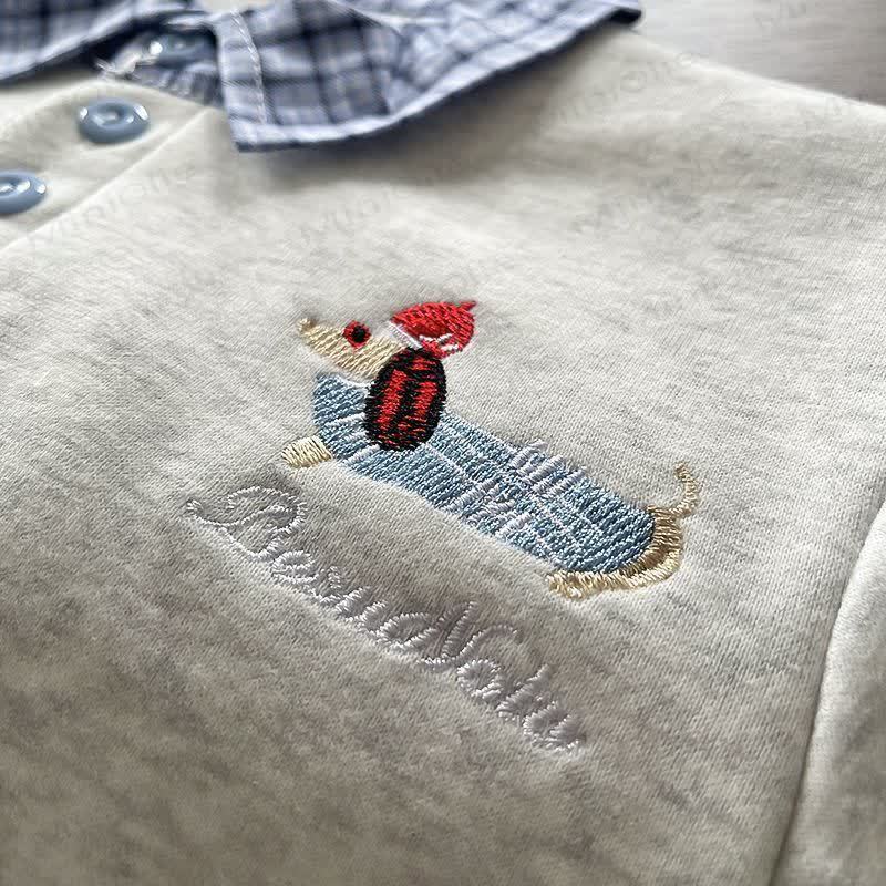 Toddler Baby Dachshund Layered Collar Sweatshirt and Denim Pants 2-piece Set - image 6