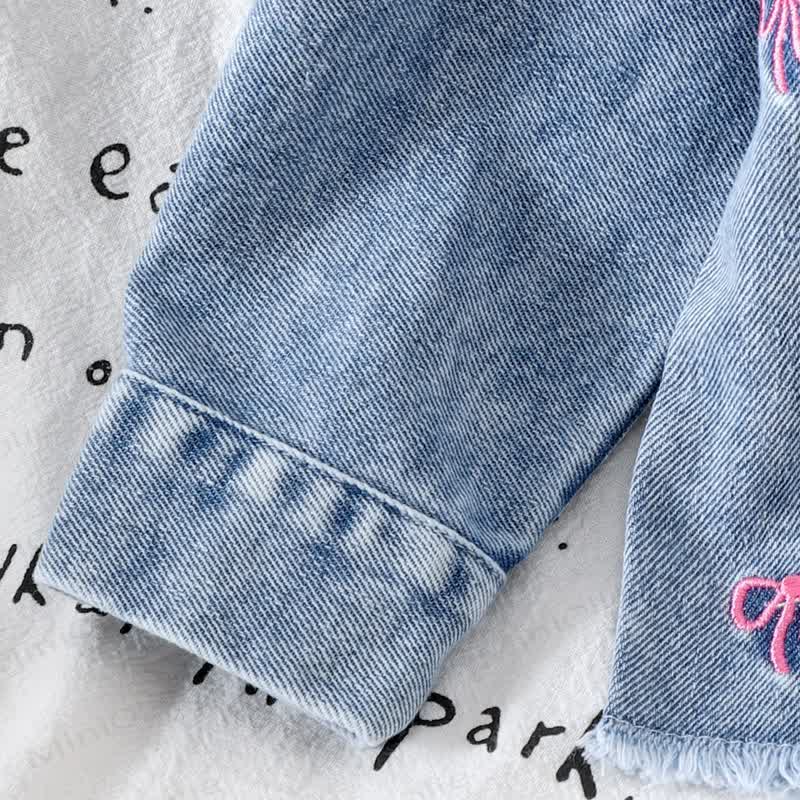 Baby Toddler Girls Blue Bow Embroidered 2-piece Denim Set - image 6