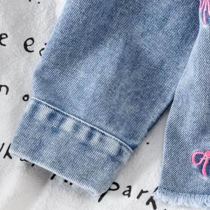 Baby Toddler Girls Blue Bow Embroidered 2-piece Denim Set - image 6