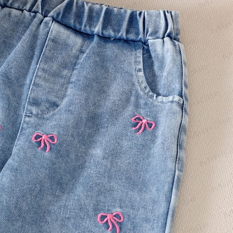 Baby Toddler Girls Blue Bow Embroidered 2-piece Denim Set - image 5