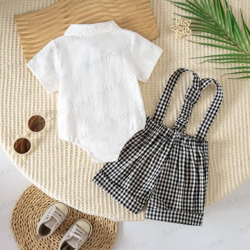 Baby Gingham Bow Tie Bodysuit and Overalls 2-piece Set - image 6
