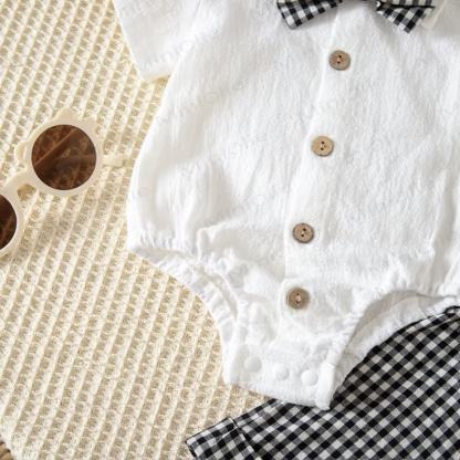 Baby Gingham Bow Tie Bodysuit and Overalls 2-piece Set - image 9