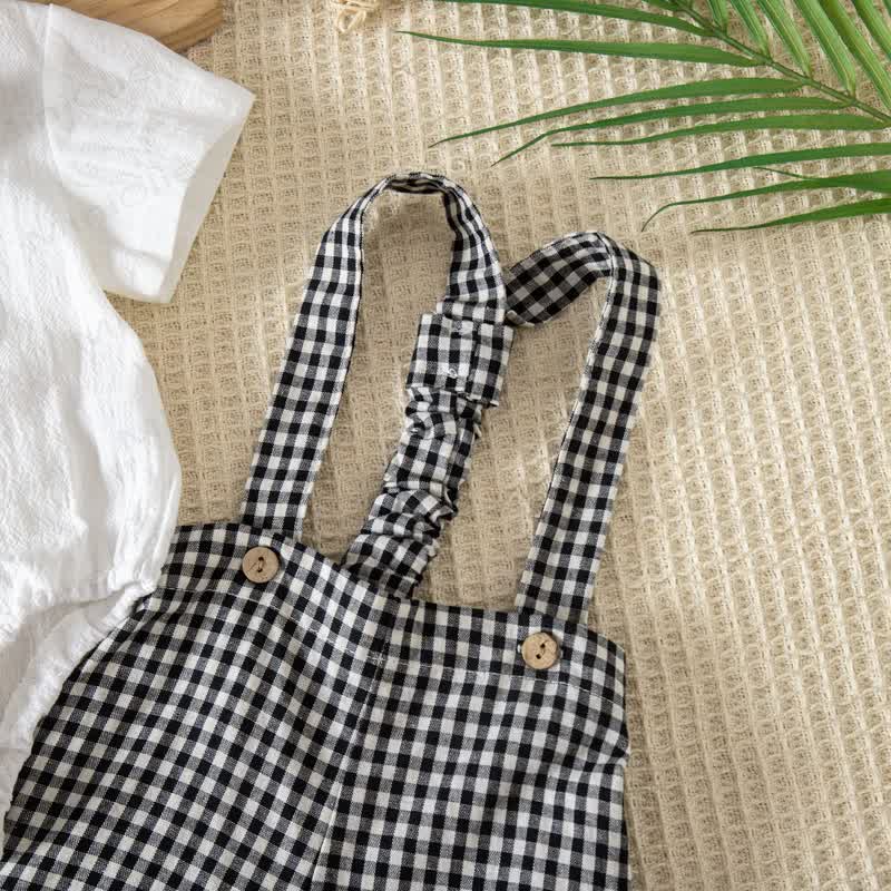 Baby Gingham Bow Tie Bodysuit and Overalls 2-piece Set - image 10