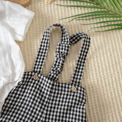 Baby Gingham Bow Tie Bodysuit and Overalls 2-piece Set - image 10