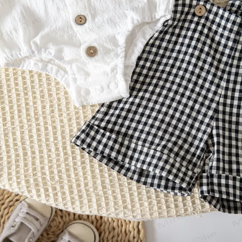 Baby Gingham Bow Tie Bodysuit and Overalls 2-piece Set - image 11
