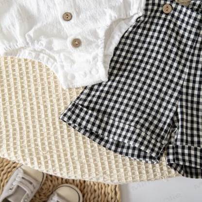 Baby Gingham Bow Tie Bodysuit and Overalls 2-piece Set - image 11