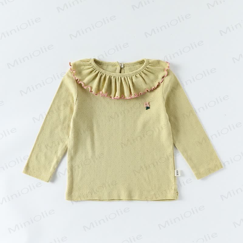 Toddler Baby Girls Flower Ruffle Collar Long Sleeve T-Shirt - Yellow - 4-5T - image 4