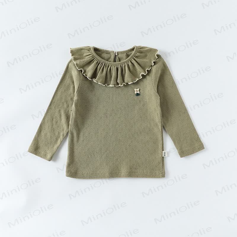 Toddler Baby Girls Flower Ruffle Collar Long Sleeve T-Shirt - Green - 4-5T - image 5