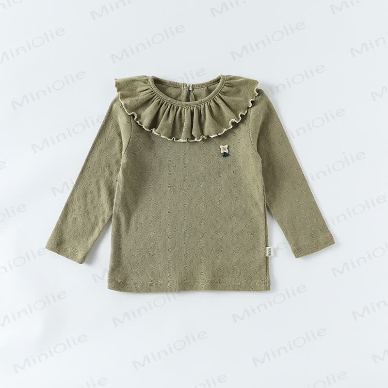 Toddler Baby Girls Flower Ruffle Collar Long Sleeve T-Shirt - Green - 4-5T - image 5