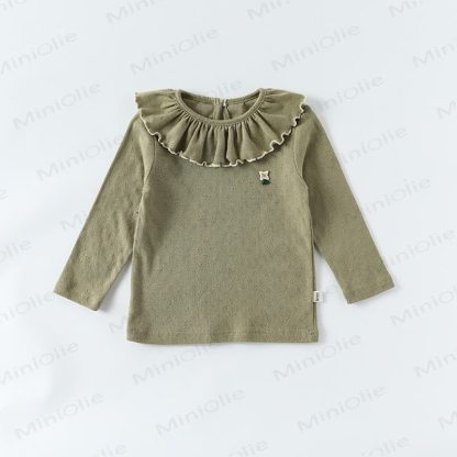 Toddler Baby Girls Flower Ruffle Collar Long Sleeve T-Shirt - Green - 4-5T - image 5