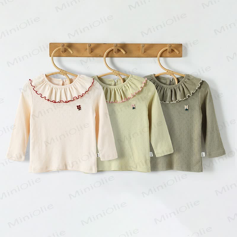 Toddler Baby Girls Flower Ruffle Collar Long Sleeve T-Shirt - image 1