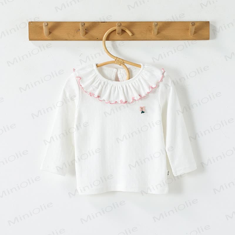 Toddler Baby Girls Flower Ruffle Collar Long Sleeve T-Shirt - image 6