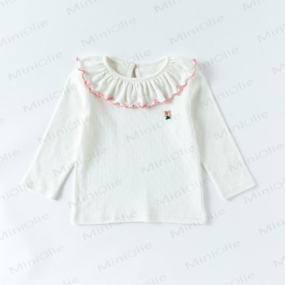 Toddler Baby Girls Flower Ruffle Collar Long Sleeve T-Shirt - White - 4-5T - image 2