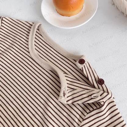 Baby Toddler Striped Shoulder Button Long Sleeve Tee - image 6