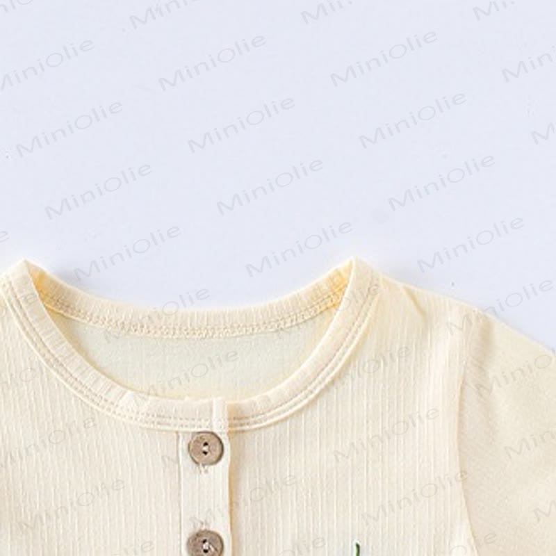Baby Toddler Animal/Fruit Embroidered Ribbed Tee - image 7