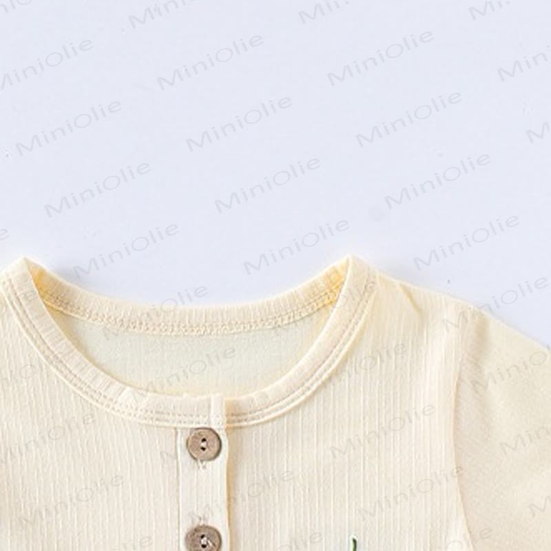 Baby Toddler Animal/Fruit Embroidered Ribbed Tee - image 7