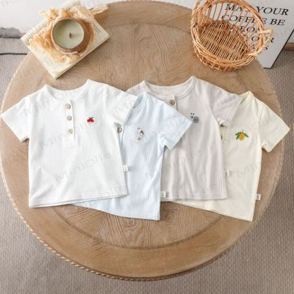 Baby Toddler Animal/Fruit Embroidered Ribbed Tee - image 6