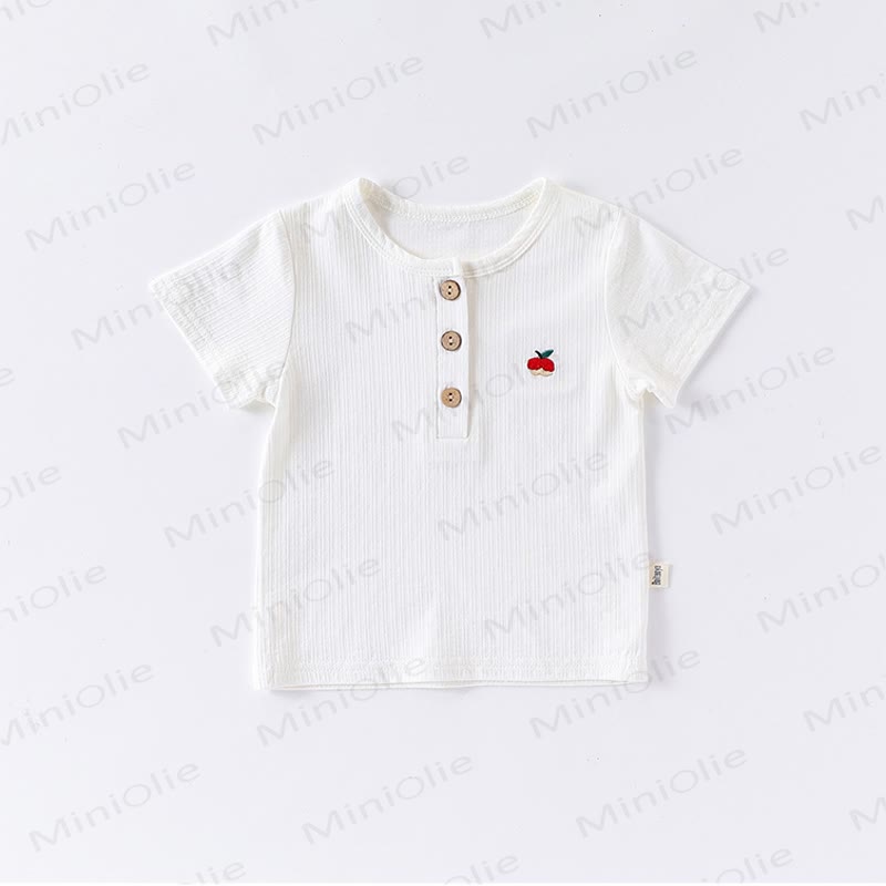 Baby Toddler Animal/Fruit Embroidered Ribbed Tee - White - 2-3T - image 4