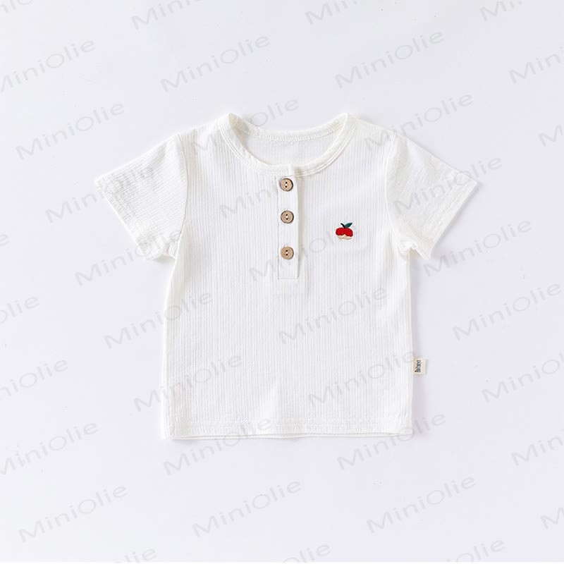 Baby Toddler Animal/Fruit Embroidered Ribbed Tee - White - 2-3T - image 4