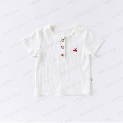 Baby Toddler Animal/Fruit Embroidered Ribbed Tee - White - 2-3T - image 4