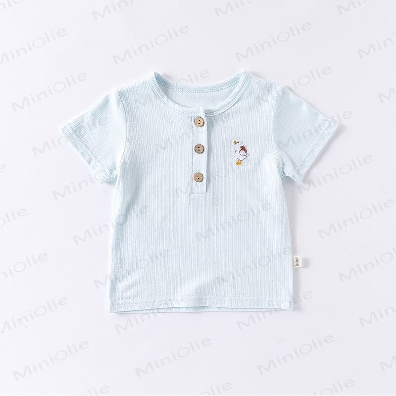 Baby Toddler Animal/Fruit Embroidered Ribbed Tee - Blue - 2-3T - image 5