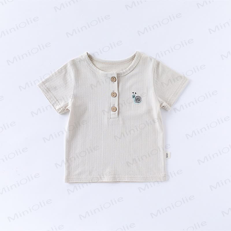 Baby Toddler Animal/Fruit Embroidered Ribbed Tee - Gray - 2-3T - image 2