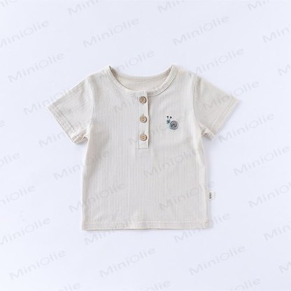 Baby Toddler Animal/Fruit Embroidered Ribbed Tee - Gray - 2-3T - image 2