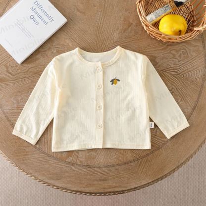 Baby Toddler Animal/Fruit Embroidered Button Front Ribbed Cardigan - Beige - 2-3T - image 3