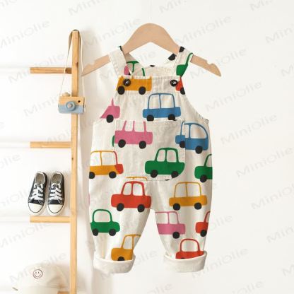 Baby Toddler Multicolor Cars White Pocket Overalls - White - 3-5T - image 1