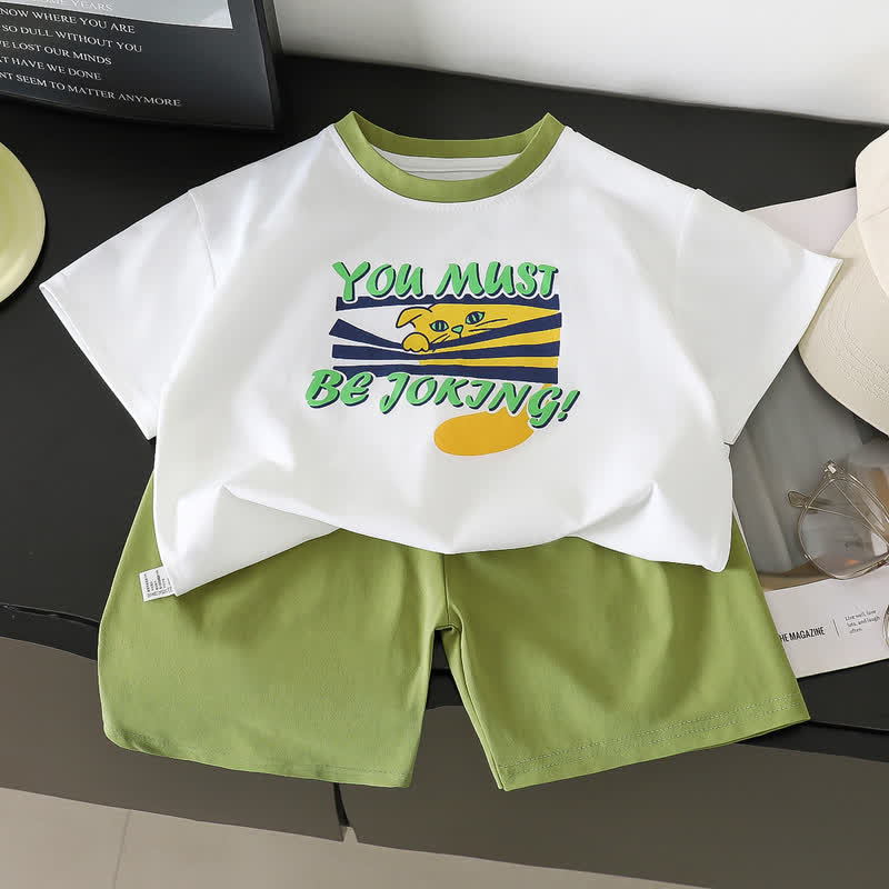 Toddler Girls Playful Cartoon Print Tee and Shorts 2-piece Set - Green - 8-9T - image 3