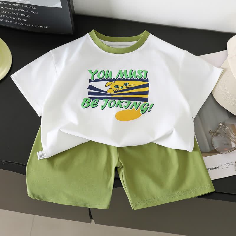 Toddler Girls Playful Cartoon Print Tee and Shorts 2-piece Set - Green - 8-9T - image 3