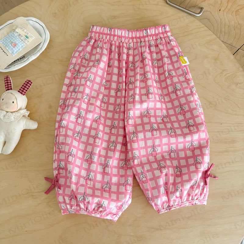 Toddler Girl White&Pink Gingham Bow Pants - Pink Plaid - 6.5-8T - image 3