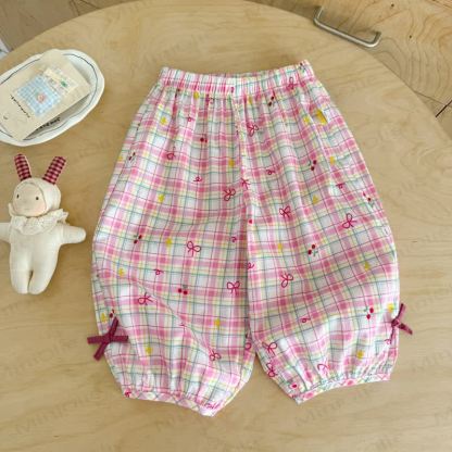 Toddler Girl White&Pink Gingham Bow Pants - Pink Bow - 6.5-8T - image 2