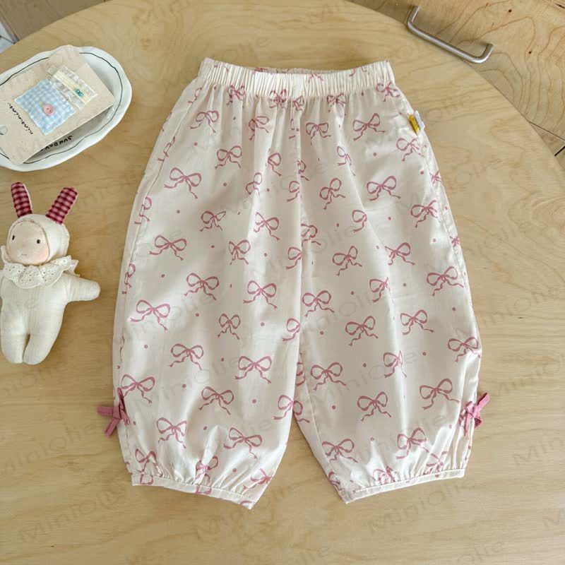 Toddler Girl White&Pink Gingham Bow Pants - White Bow - 6.5-8T - image 4