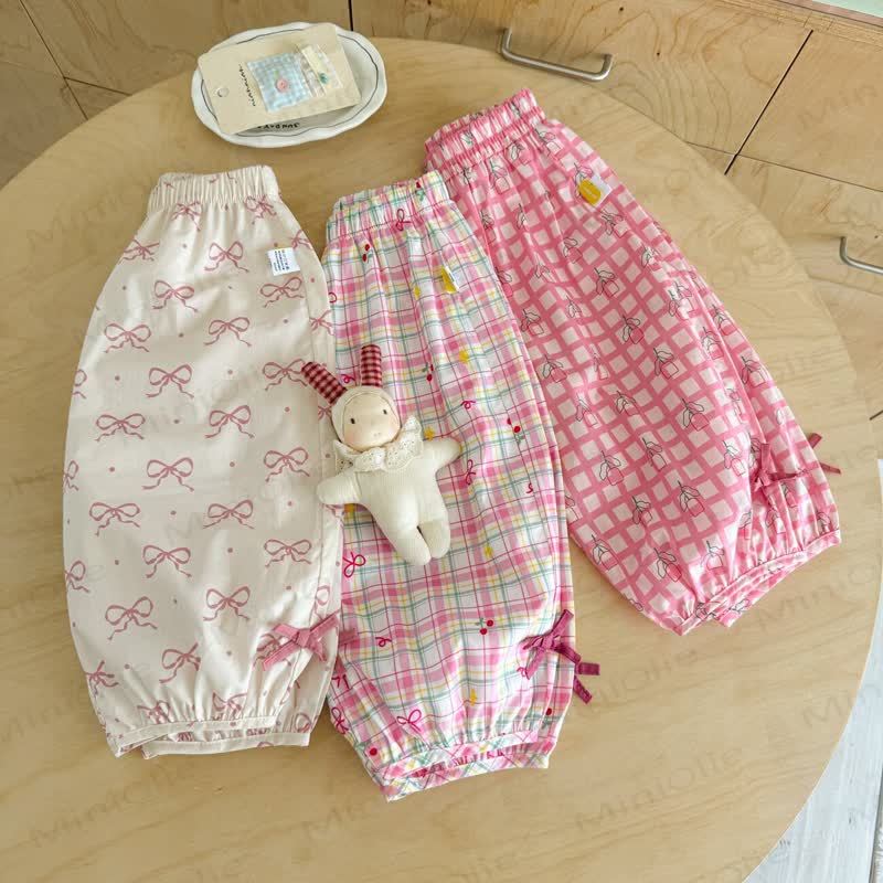 Toddler Girl White&Pink Gingham Bow Pants - image 6
