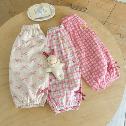 Toddler Girl White&Pink Gingham Bow Pants - image 6
