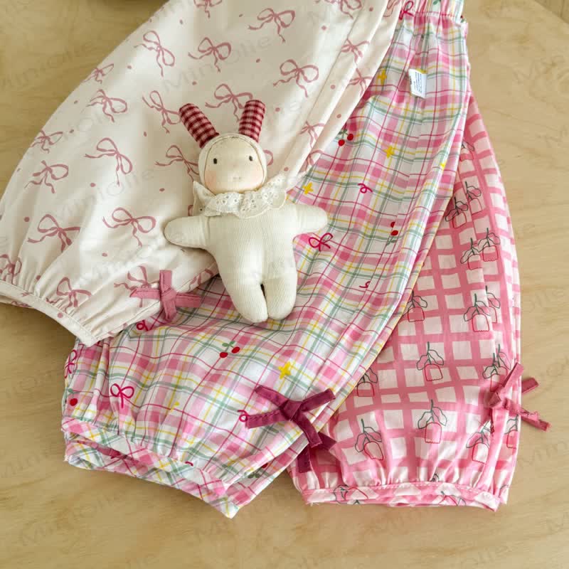 Toddler Girl White&Pink Gingham Bow Pants - image 7