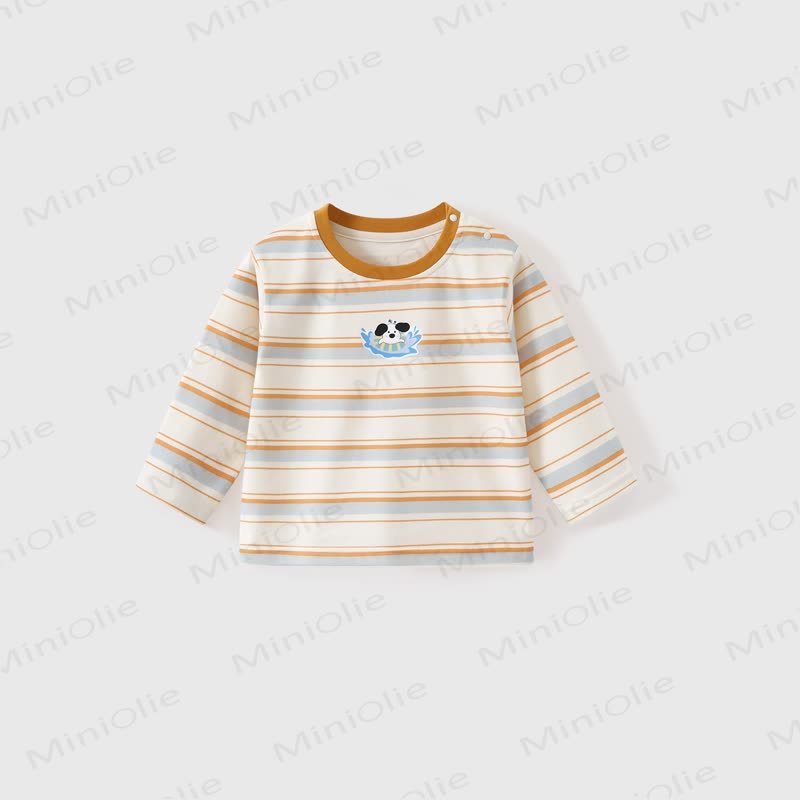 Toddler Baby Striped Dog Print Long Sleeve Tee - Orange - 4-5T - image 2